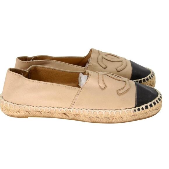 Chanel Espadrille 36 Leather Cap Toe Cc Flats CC-0505N-0162 - Picture 5 of 10